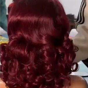 Luxurious Deep Burgundy Curly human Women’s Hair Wig natural, top quality